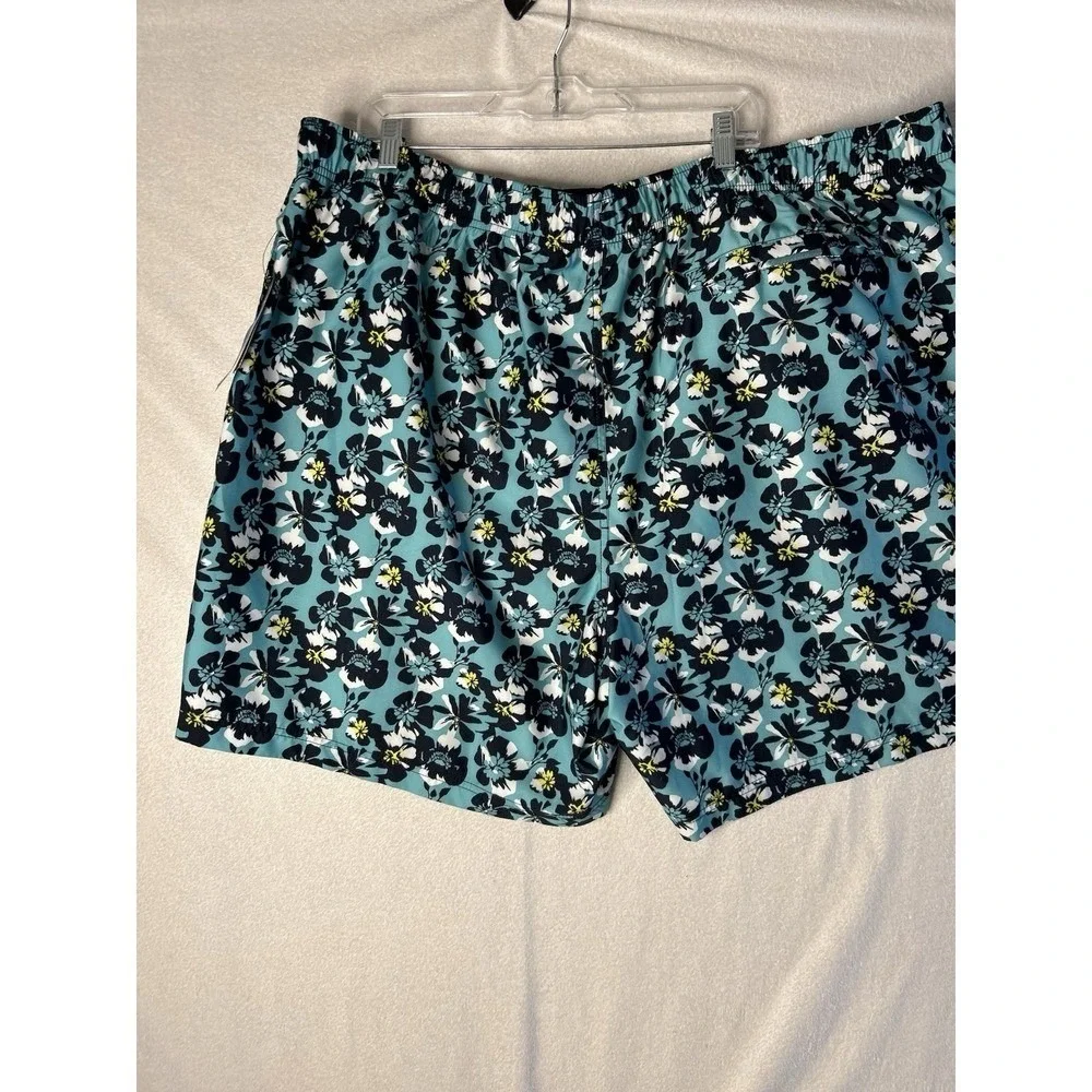 Nautical NWT Men's Swim Suit Trunks Poppy Print Blue Green Size 4XL